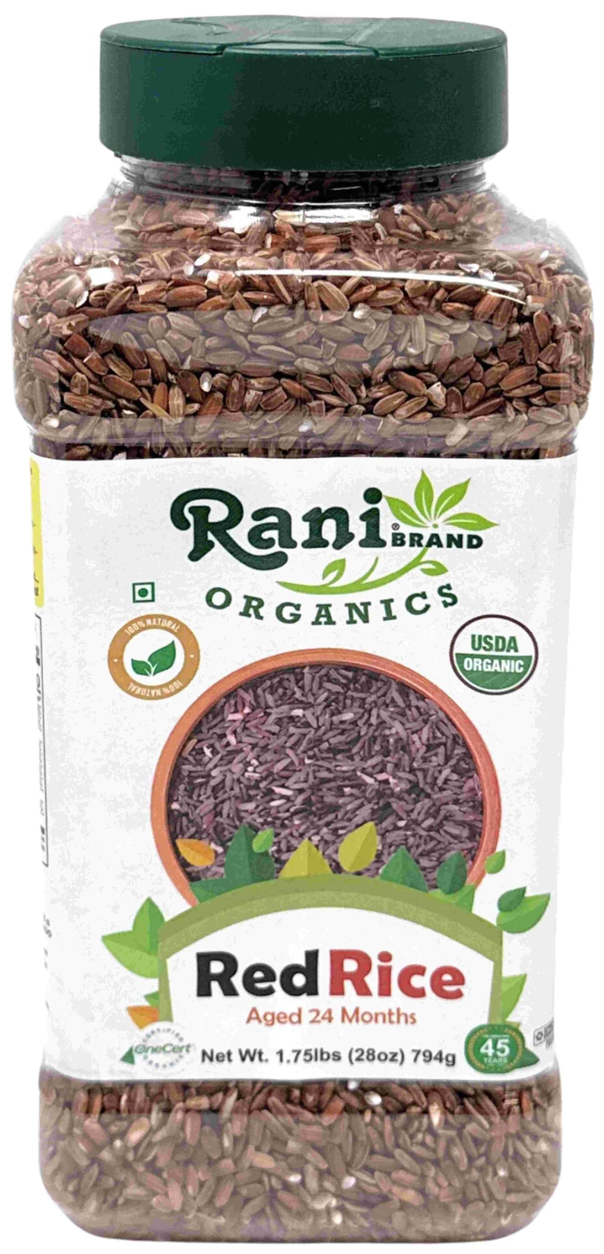 Rani Organic Red Rice Extra Long Aged 28oz (1.75lbs) 800g PET Jar ~ Al ...