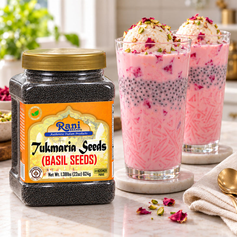 Rani Basil Seeds (Edible Tukmaria, Sabja) 22 oz Jar, 15 g Fiber per Serving