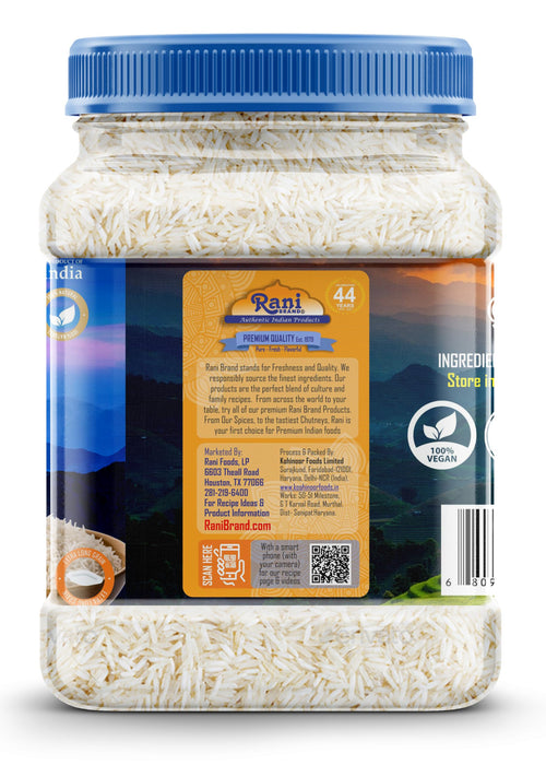 Rani Platinum White Basmati Rice Extra Long Aged 160oz (10lbs) 4.53kg PET Jar ~ All Natural | Gluten Friendly | Vegan | Indian Origin | Kosher | Export Quality