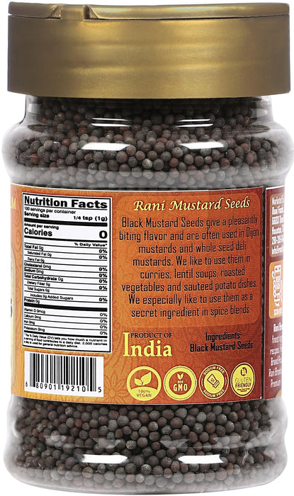 Rani Black Mustard Seeds Whole Spice (Rai Sarson) 3.5oz (100g) PET Jar ~ All Natural | Gluten Friendly | NON-GMO | Kosher | Vegan | Indian Origin