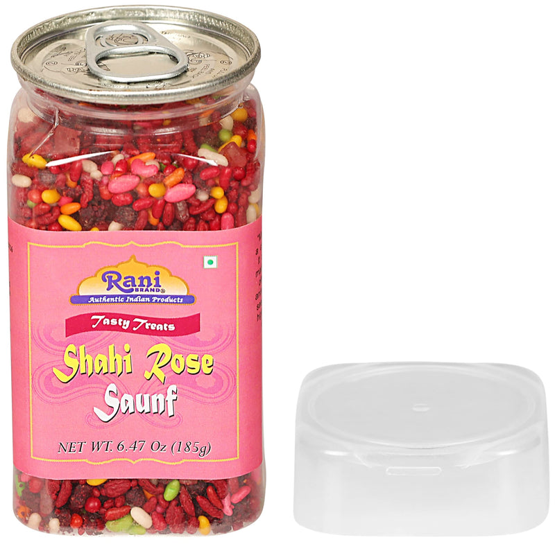 Rani Shahi Rose Saunf 6.47oz (185g) Vacuum Sealed, Easy Open Top, Resealable Container ~ Indian Tasty Treats | Vegan | Gluten Friendly | NON-GMO | Indian Origin
