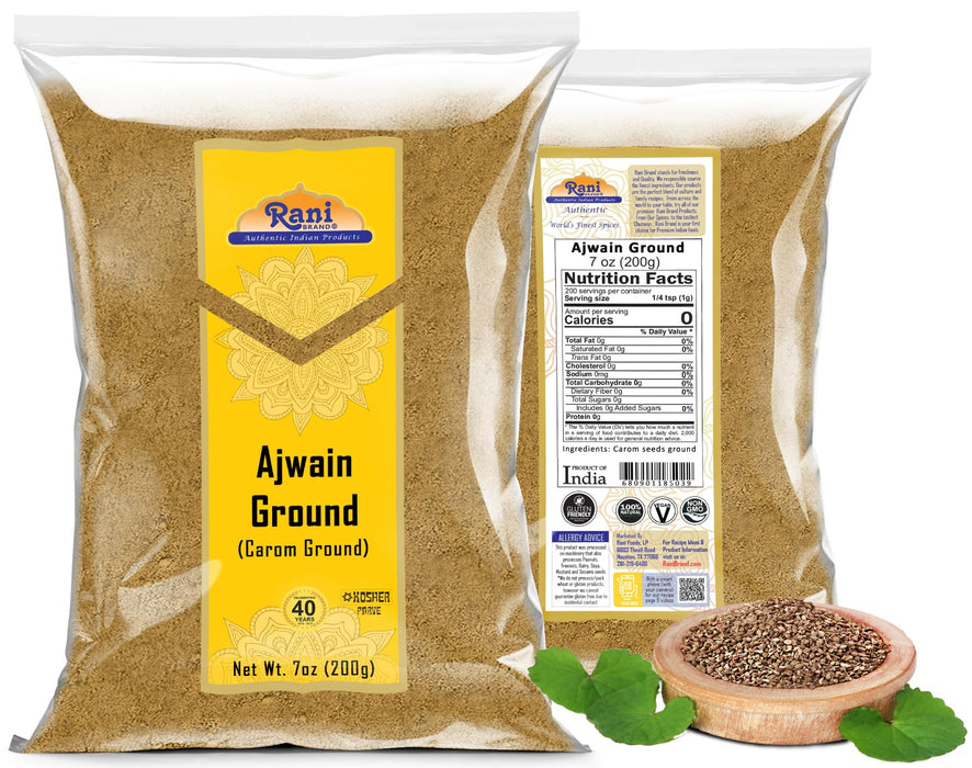 Rani Ajwain Powder (Carom Bishops Weed) Ground Spice 7oz (200g) ~ All Natural | Vegan | Gluten Friendly | NON-GMO | Kosher | Indian Origin