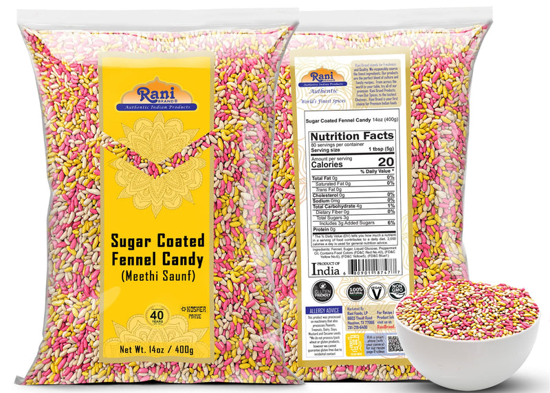 Rani Sugar Coated Fennel Candy 14oz (400g) - [Pack of 2 / 800g 28oz total] ~ Indian After Meal Digestive Treat | Vegan | Gluten Friendly | NON-GMO | Kosher | Indian Origin (Copy)