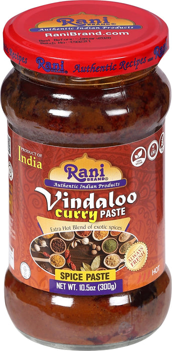Rani Vindaloo Curry Cooking Spice Paste, Hot! 10.5oz (300g) Glass Jar ~ No Colors | All Natural | NON-GMO | Kosher | Vegan | Gluten Free | Indian Origin