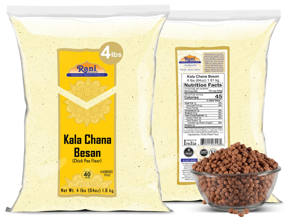 Rani Kala Chana Besan (Chick Peas Flour) 64oz (4lbs) 1.81kg Bulk ~ All Natural | Vegan | Gluten Friendly | NON-GMO | Kosher | Indian Origin