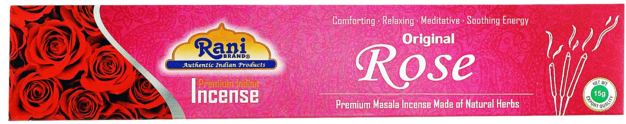 Rani Original Rose Incense (Premium Masala Incense Made of Natural Herbs) 15g x 10 Packets ~ Total of 100 Incense sticks | For Puja Purposes | Indian Origin