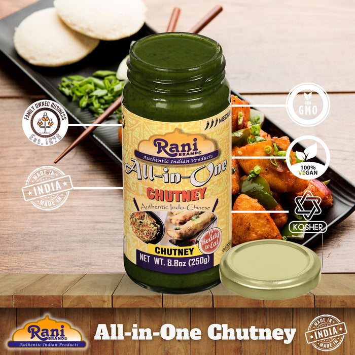 Rani All-in-One Chutney 8.8oz (250g) Glass Jar ~ No Colors | NON-GMO | Kosher | Vegan | Gluten Free | Indian Origin