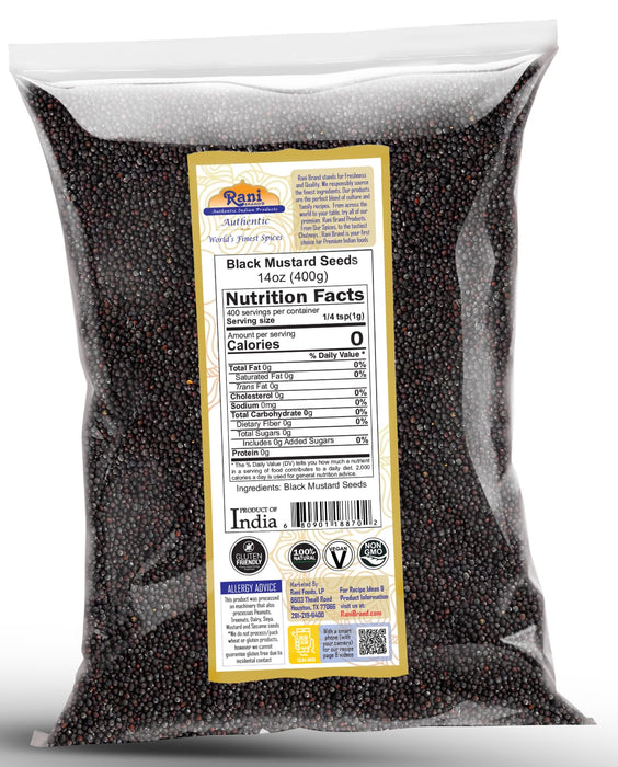 Rani Black Mustard Seeds Whole Spice (Kali Rai) 14oz (400g) ~ All Natural | Gluten Friendly | NON-GMO | Kosher | Vegan