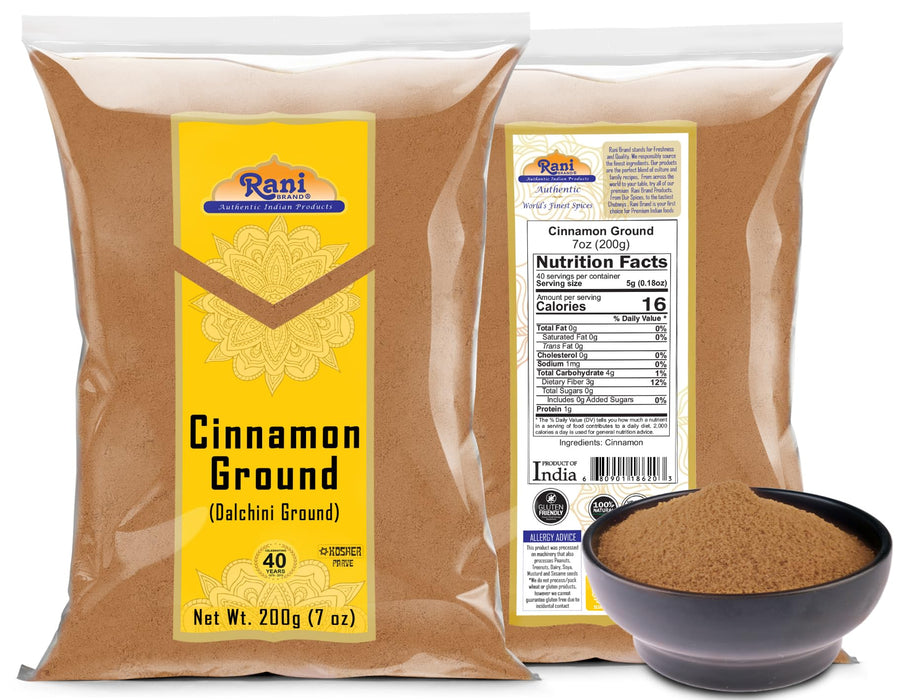 Rani Cinnamon Powder (Ground) Spice 7oz (200g) ~ All Natural, Salt-Free | Vegan | No Colors | Gluten Free Ingredients | NON-GMO | Kosher