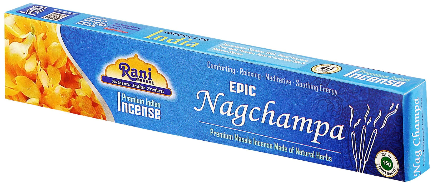 Rani Epic Nagchampa Incense (Premium Masala Incense Made of Natural Herbs) 15g x 10 Packets ~ Total of 100 Incense sticks | For Puja Purposes | Indian Origin