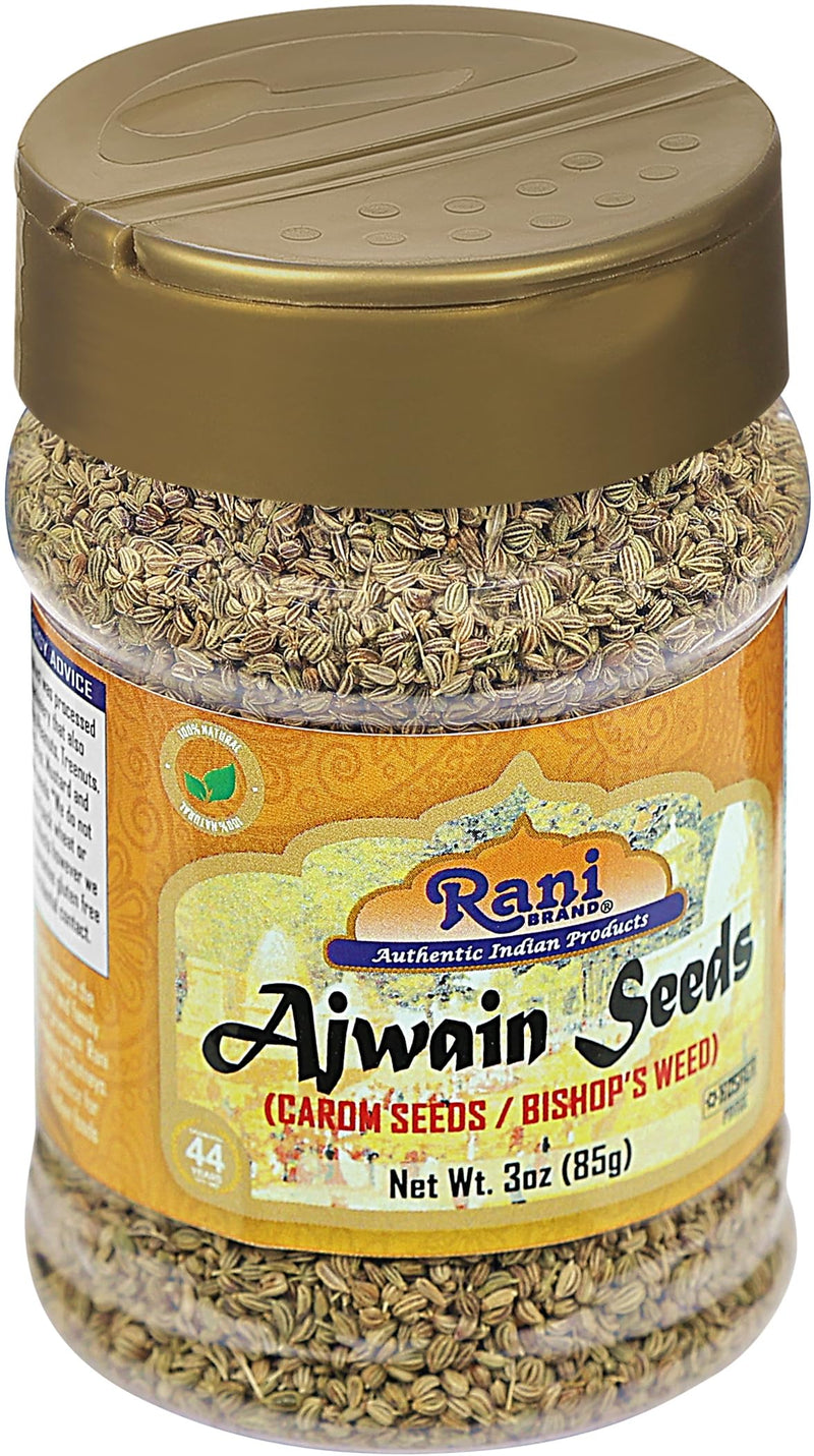 Rani Ajwain Seeds (Carom Bishops Weed) Spice Whole 3oz (85g) PET Jar ~ All Natural | Vegan | Gluten Friendly | NON-GMO | Indian Origin