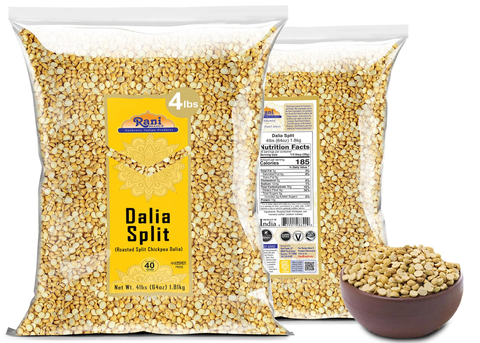 Rani Daliya Split (Roasted Split Chickpeas Dalia) 4lbs (64oz) ~ All Natural | Vegan | Kosher | Indian Origin