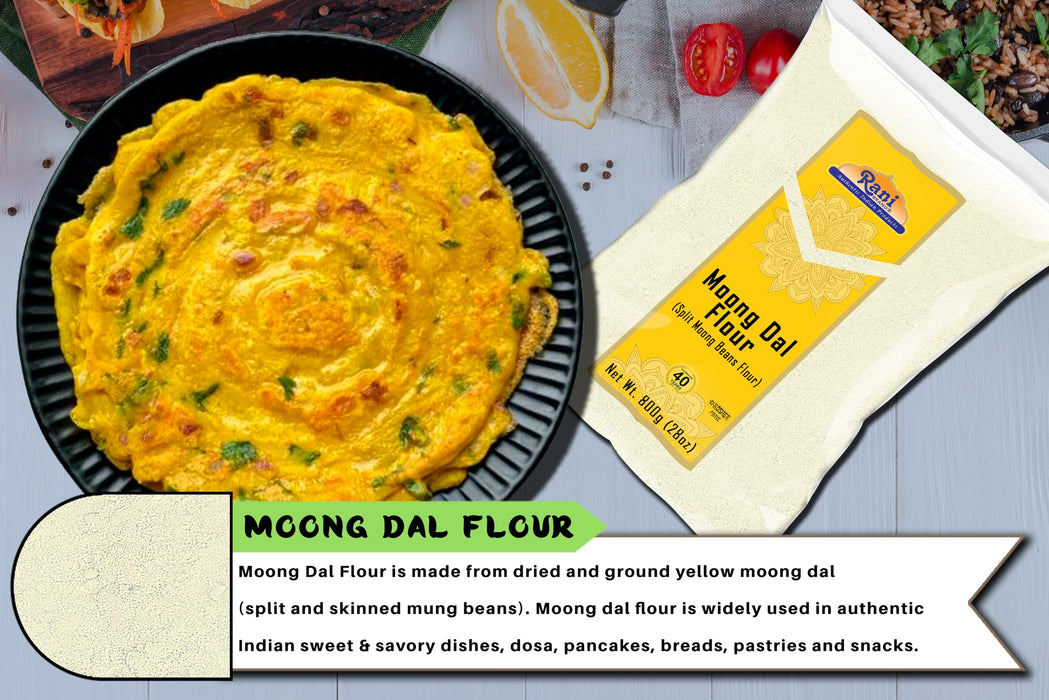 Rani Moong Flour (Mung Bean Flour, Green Gram Flour) 28oz (1.75lbs) 800g ~ All Natural | Vegan | Gluten Friendly | NON-GMO | Kosher | Indian Origin