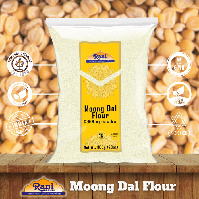 Rani Moong Flour (Mung Bean Flour, Green Gram Flour) 28oz (1.75lbs) 800g ~ All Natural | Vegan | Gluten Friendly | NON-GMO | Kosher | Indian Origin