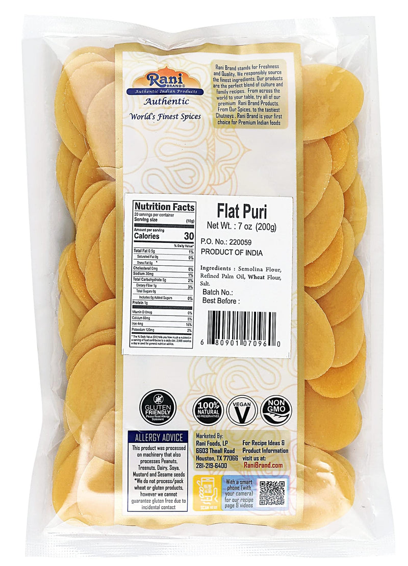 Rani Pani Puri Coins (Uncooked, Microwaveable wheat and Semolina Coins) 7oz (200g) with Pani Puri Concentrate (Sweet & Spicy to make Pani Water / Spicy Water) 10.5oz (300g) ~ All Natural | Vegan | NON-GMO