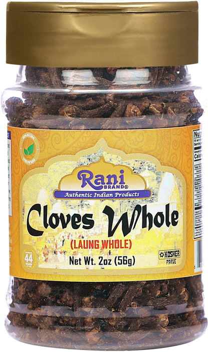 Rani Cloves Whole (Laung) 2oz (56g) Great for Food, Tea, Pomander Balls and Potpourri, Hand Selected, Spice, PET Jar ~ All Natural | NON-GMO | Kosher | Vegan