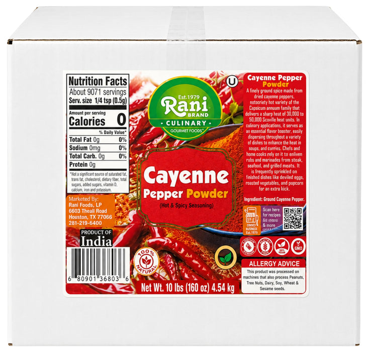 Rani Cayenne Pepper Powder (Hot & Spicy Seasoning) 160oz (10lbs) 4.54kg Bulk Box ~ All Natural | Gluten Free | NON-GMO | Kosher | Vegan | Product of India