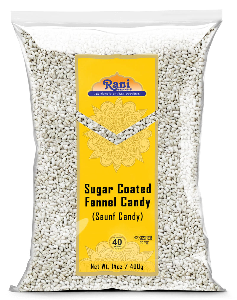 Rani Sugar Coated Fennel Candy 14oz (400g) No Color ~ Indian After Meal Digestive Treat | Vegan | Gluten Friendly | NON-GMO | Kosher | Indian Origin