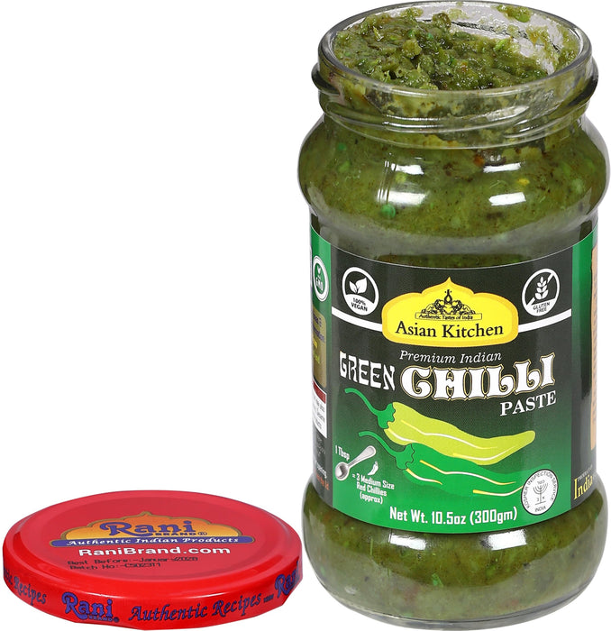 Rani Green Chilli Cooking Paste 10.58oz (300g) Glass Jar ~ Vegan | Gluten Free | NON-GMO | No Colors | Indian Origin