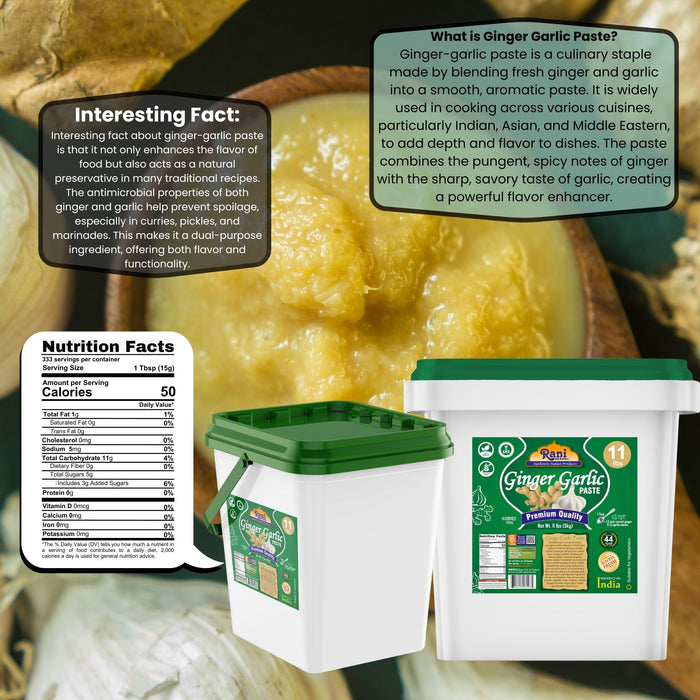 Rani Ginger Garlic Cooking Paste 176oz (11lbs) 5kg Bulk ~ Vegan | Gluten Free | NON-GMO | Kosher | No Colors | Indian Origin