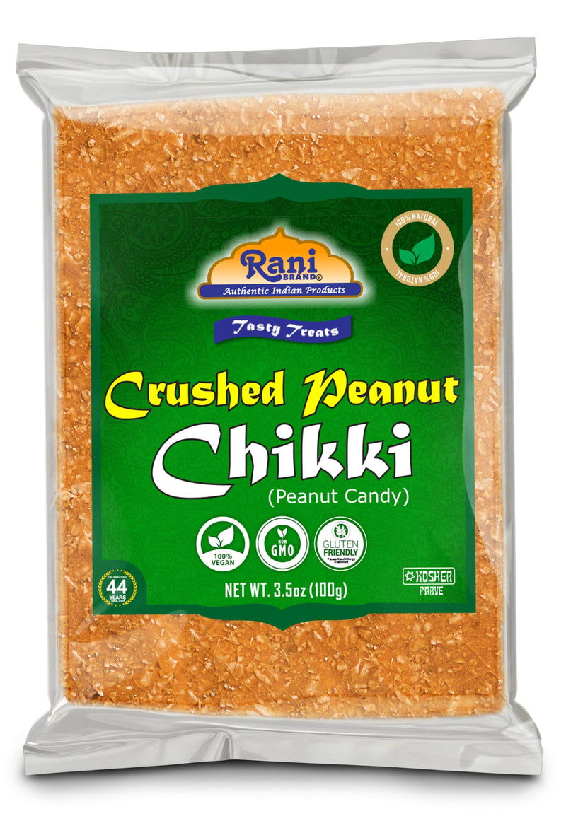 Rani Crushed Peanut Chikki (Brittle Candy) 3.5oz (100g) x Pack of 10 ~ All Natural | Vegan | Kosher | No colors | Gluten Friendly | Indian Origin