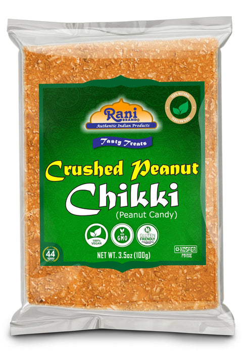 Rani Crushed Peanut Chikki (Brittle Candy) 3.5oz (100g) x Pack of 2 ~ All Natural | Vegan | Kosher | No colors | Gluten Friendly | Indian Origin