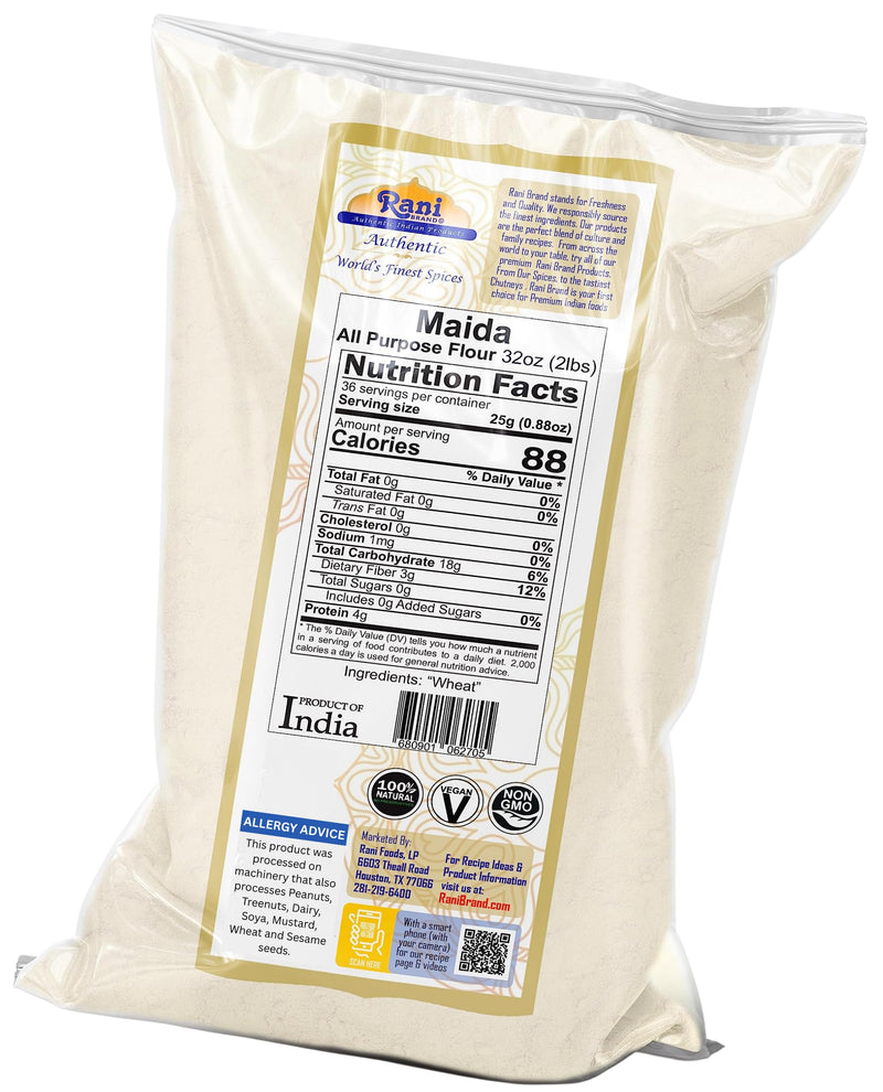 Rani Maida Flour (Indian All Purpose Flour) 32oz (2lbs) 908g Bulk ~ All Natural | Vegan | Kosher | Indian Origin