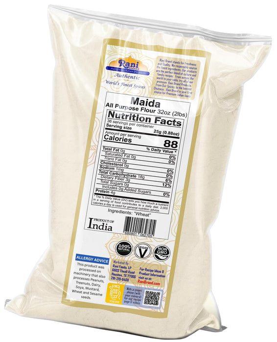 Rani Maida Flour (Indian All Purpose Flour) 32oz (2lbs) 908g Bulk ~ All Natural | Vegan | Kosher | Indian Origin