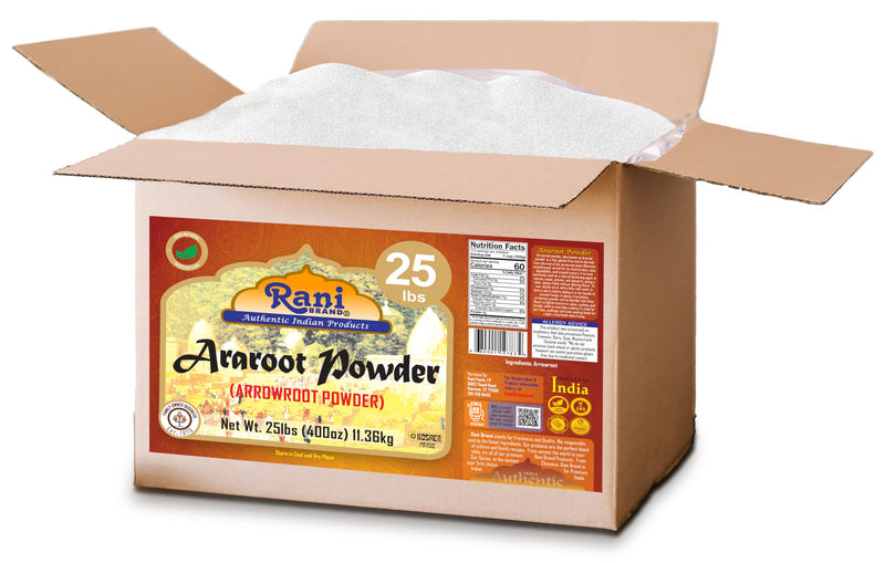 Rani Araroot (Arrowroot) Powder, Starch 400oz (25lbs) 11.36kg Bulk Box ~ All Natural | Gluten Friendly | No Color | Vegan | NON-GMO | Kosher | Indian Origin