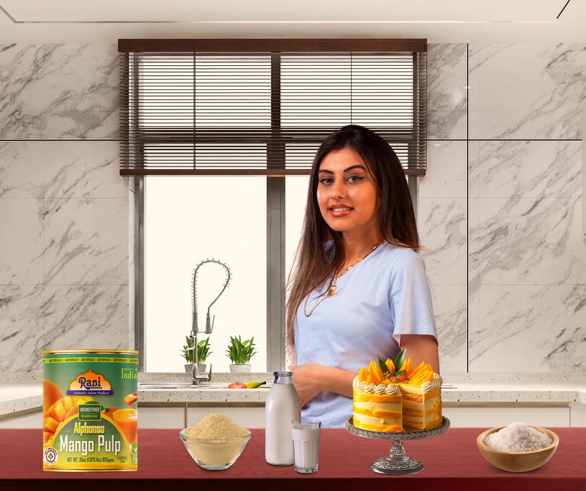 Rani Mango Pulp Puree (Makes Mango Lassi Shakes) Alphonso Unsweetened 30oz (1.875lbs) 850g ~ Kosher | All Natural | NON-GMO | Vegan | No colors | Gluten Friendly | Indian Origin