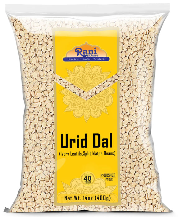 Rani Urid/Urad Dal (Split Matpe Beans Skinless) Indian Lentils 14oz (400g) ~ All Natural | Gluten Friendly | NON-GMO | Kosher | Vegan | Indian Origin