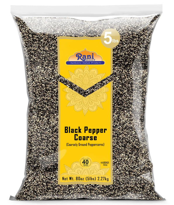 Rani Black Pepper Coarse Ground 28 Mesh (Table Grind), 80oz (5lbs) 2.27kg Bulk ~ Gluten Friendly | Non-GMO | Kosher | All Natural