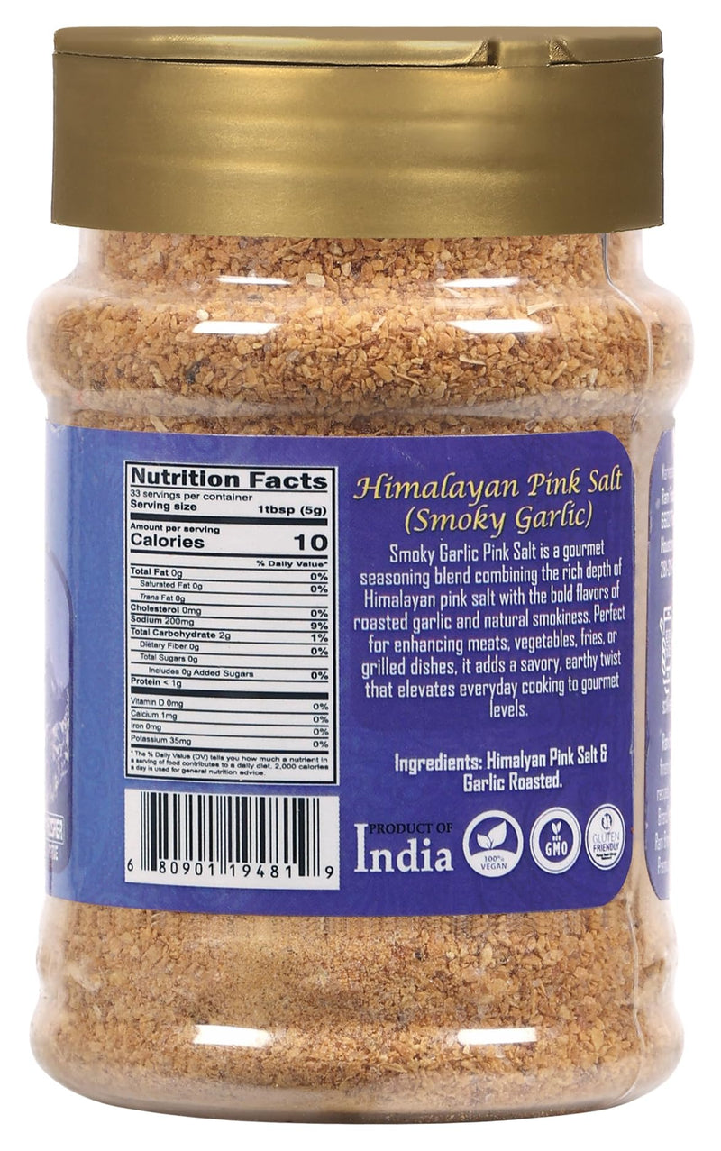 Rani Himalayan Pink Salt Smokey Garlic Flavor (84 Essential Trace Minerals) 5.8oz (164g) PET Jar ~ All Natural | Vegan | Gluten Friendly | NON-GMO | Indian Origin