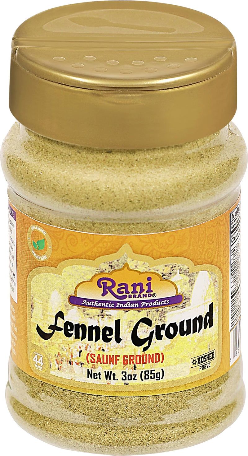 Rani Fennel Ground (Saunf) Powder Spice 3oz (85g) PET Jar ~ All Natural | Gluten Friendly | NON-GMO | Kosher | Vegan | Indian Origin