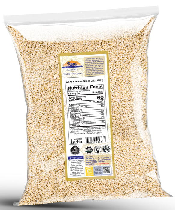 Rani Sesame Seeds Whole White, Hulled (Till) 28oz (800gm) ~ All Natural | Gluten Friendly | NON-GMO | Kosher | Vegan | Indian Origin