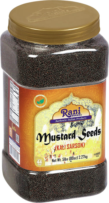 Rani Black Mustard Seeds Whole Spice (Kali Rai) 80oz (5lbs) 2.27kg Bulk PET Jar ~ All Natural | Gluten Friendly | NON-GMO | Kosher | Vegan | Indian Origin