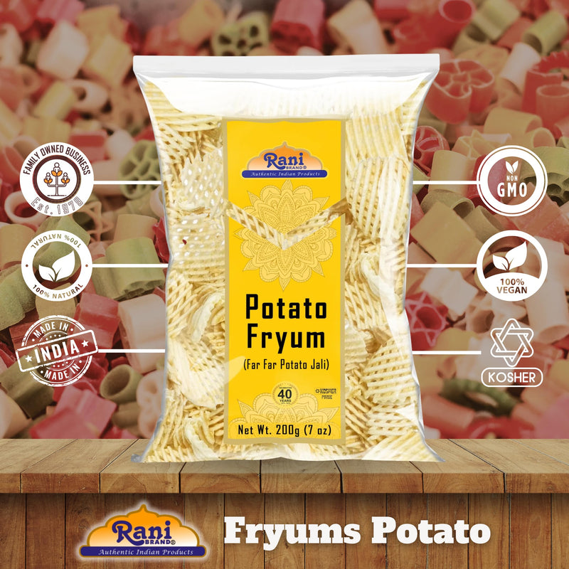 Rani Far Far / Fryums (Wheat & Tapioca Pellet) Potato Jhali 7oz (200g) ~ Vegan, Kosher, Uncooked, Used to Make Papad, Bhungra / Chip Snack