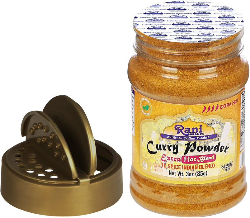 Rani Curry Powder EXTRA HOT Natural 11-Spice Blend 3oz (85g) PET Jar ~ Salt Free | Vegan | Gluten Friendly | NON-GMO | Kosher | Indian Origin