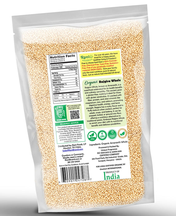 Rani Organic Rajgara Whole (Amaranth Whole) 16oz (1lb) 454g ~ All Natural | Vegan | Gluten Friendly | NON-GMO | Kosher | Indian Origin | USDA Organic Certified