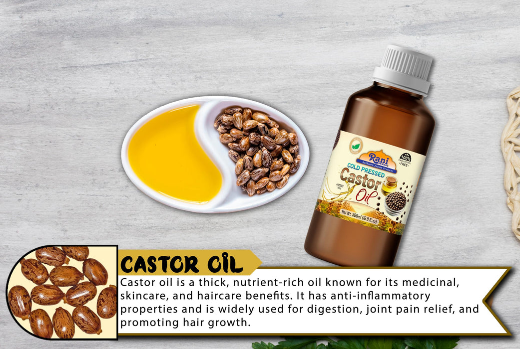 Rani Castor Oil 16.9 Ounce (500ml) Cold Pressed | 100% Natural | NON-GMO | Kosher | Vegan | Gluten Free | Indian Origin