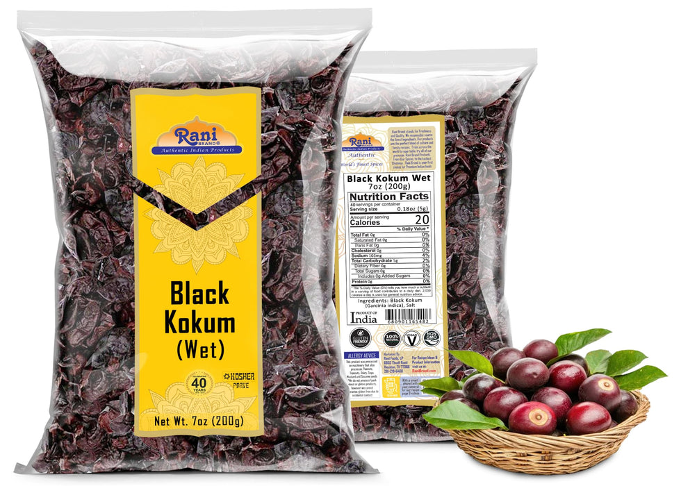 Rani Black Kokum (Wet) Garcinia Indica 7oz (200g) ~ All Natural | Gluten Friendly | Vegan | NON-GMO | Kosher | No Salt or fillers | Indian Origin