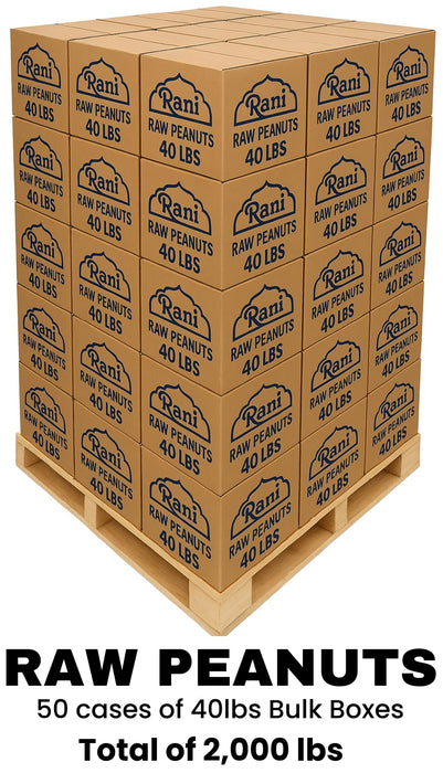 Rani Peanuts, Raw Whole With Skin (uncooked, unsalted) 40lbs (600oz) Bulk Box, 50 cases per Pallet ~ All Natural | Vegan | Gluten Friendly | Fresh Product of USA ~ Spanish Grade Groundnut/Red-skin