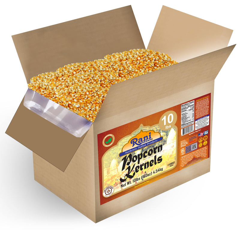Rani Popcorn Kernels 160oz (10lbs) 4.54kg Bulk Box, Perfect for Stovetop, Microwave & Popcorn Machines ~ All Natural | Gluten Friendly | Vegan | NON-GMO | Kosher | Product of USA