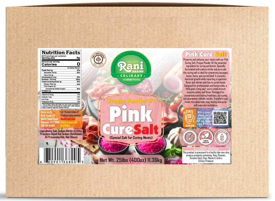 Rani Pink Cure Salt (Special Salt for Curing Meats) 400oz (25lbs) 11.36kg Bulk Box ~ All Natural | Gluten Friendly | NON-GMO | Kosher | Vegan | Indian Origin