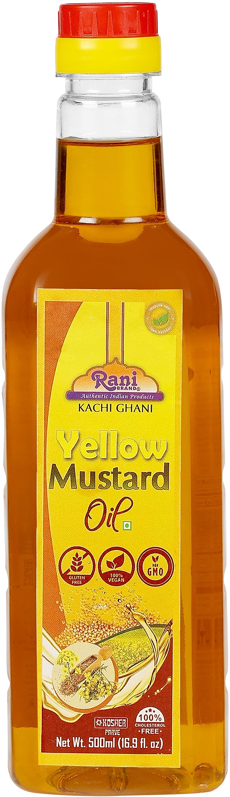 Rani Yellow Mustard Oil (Kachi Ghani) 16.9 Ounce (500ml) NON-GMO | Gluten Free | Kosher | Vegan | 100% Natural