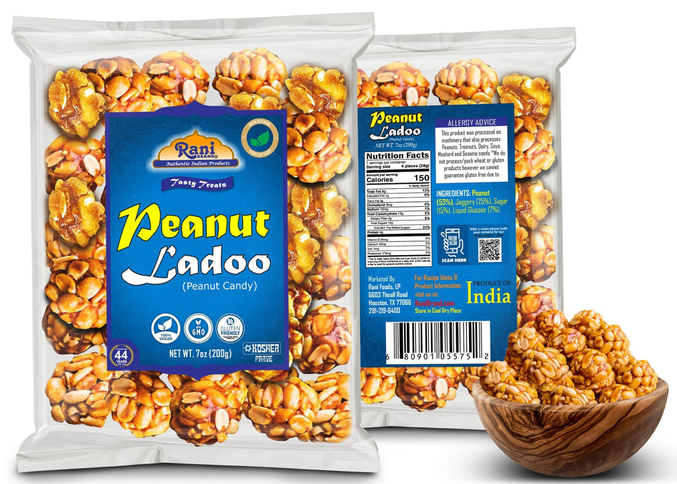 Rani Peanut Ladoo (Round Peanut Brittle Candy) 7oz (200g) ~ All Natural | Vegan | No colors | Gluten Friendly | Kosher | Indian Origin