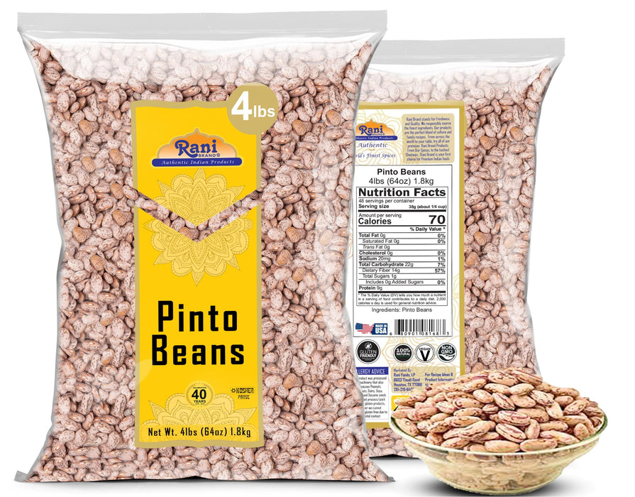 Rani Pinto Beans 64oz (4lbs) 1.81kg Bulk ~ All Natural | Vegan | Gluten Friendly | NON-GMO | Kosher | Product of USA