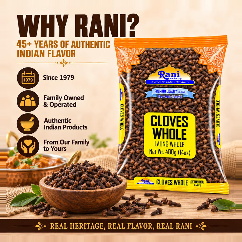Rani Cloves Whole (Laung) 14oz (400g) Great for Food, Tea, Pomander Balls and Potpourri, Hand Selected, Spice ~ All Natural | NON-GMO | Kosher | Vegan