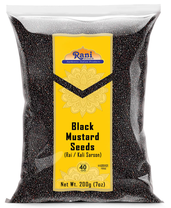 Rani Black Mustard Seeds Whole Spice (Kali Rai) 7oz (200g) ~ All Natural | Gluten Friendly | NON-GMO | Kosher | Vegan