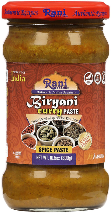 Rani Biryani Masala Curry Paste (Cooking Spice Paste for Indian Rice Dishes, Pullao/Pilau) 10.5oz (300g) Glass Jar ~ All Natural | Vegan | No Colors | Gluten Free | NON-GMO | Kosher | Indian Origin
